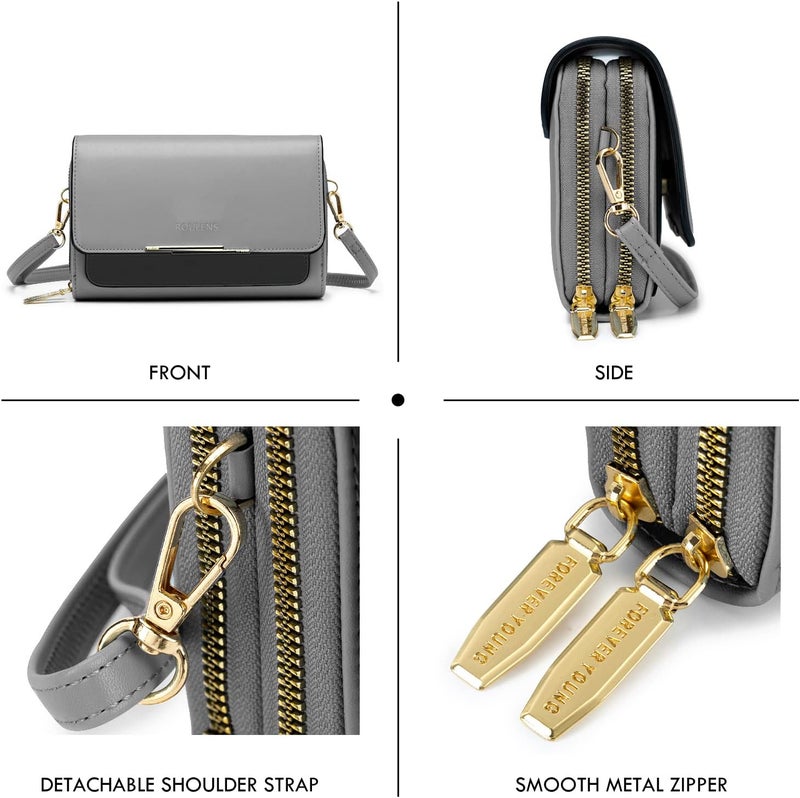 Roulens Small Crossbody Bag for Women,Cell Phone Purse Women's Shoulder Handbags Wallet Purse with Credit Card Slots - Image 2
